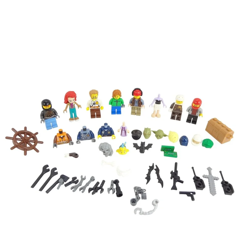 LEGO Minifigures Lot Multicolor Good Yoda Gorn Flounder Tools Weapons Mixed